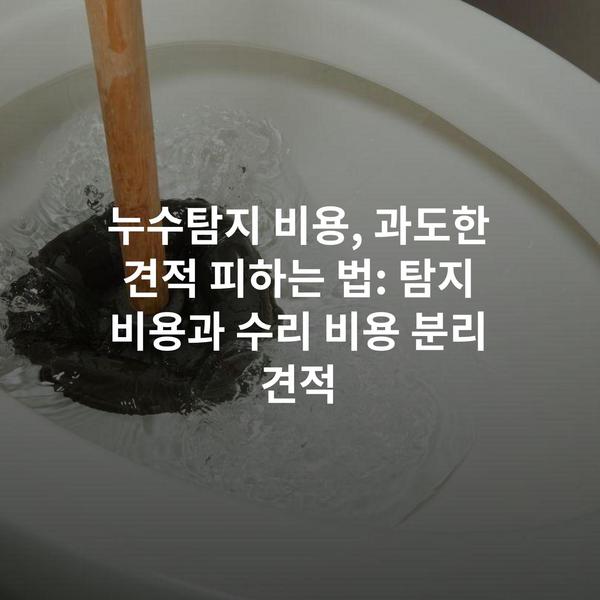 누수탐지 비용, 과도한 견적 피하는 법: 탐지 비용과 수리 비용 분리 견적