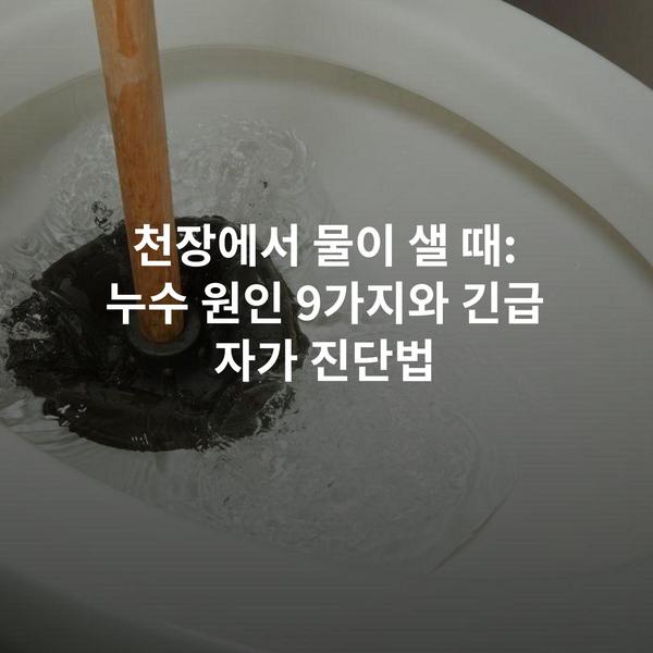 천장에서 물이 샐 때: 누수 원인 9가지와 긴급 자가 진단법